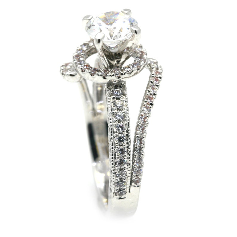 Unique Floating Halo Diamond Engagement Ring Setting, Semi Mount, for 1