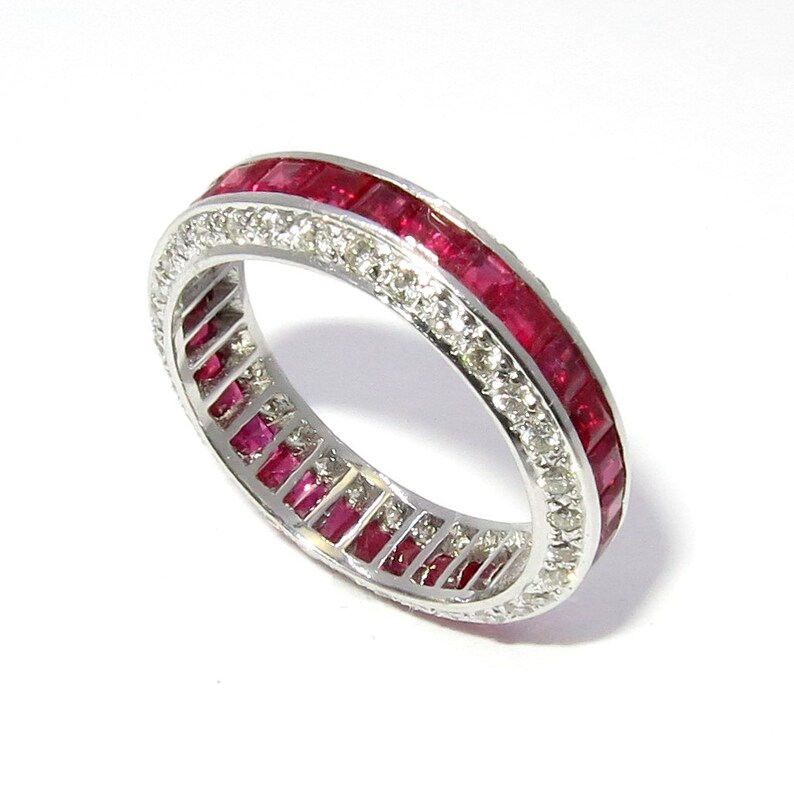Ruby & Diamond Wedding Band, Unique Wedding Band Etsy