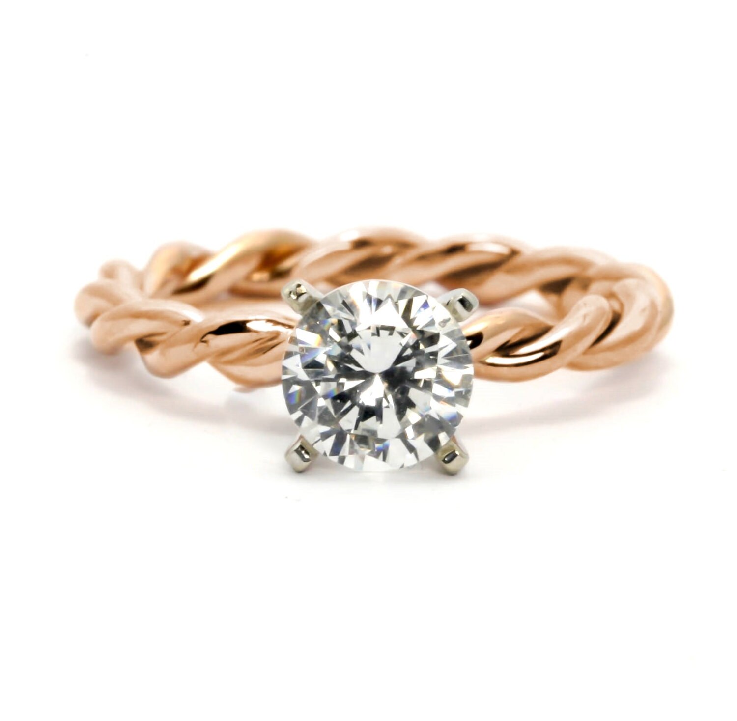 Unique Hand Twisted Cable Rope Diamond Engagement Ring and With 1