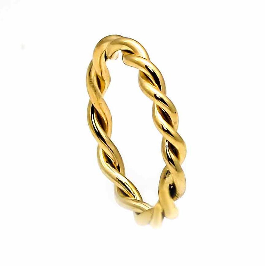 Unique 14k Gold Hand Twisted Cable Rope Engagement Ring and Wedding Ba –