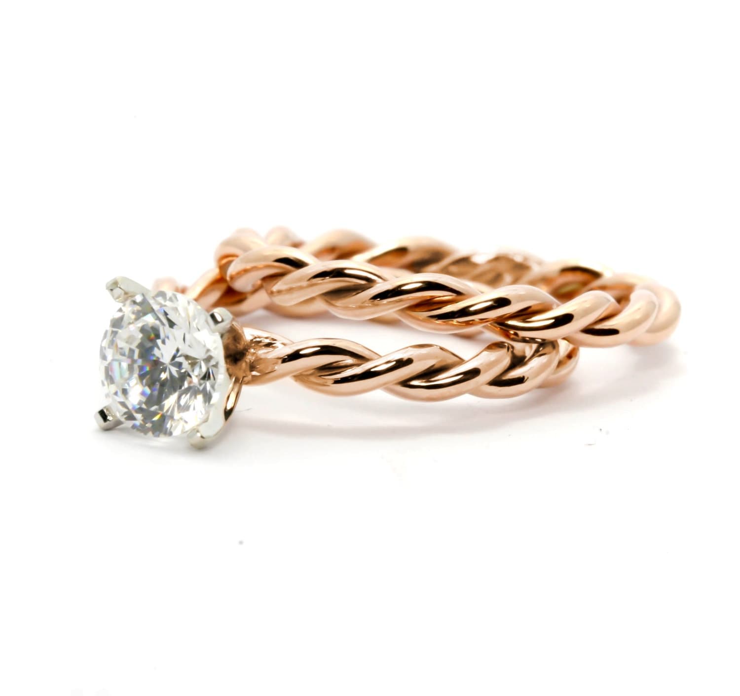 Yellow Gold Rope Solitaire Ring | Try-On at Home | Aurosi Jewels