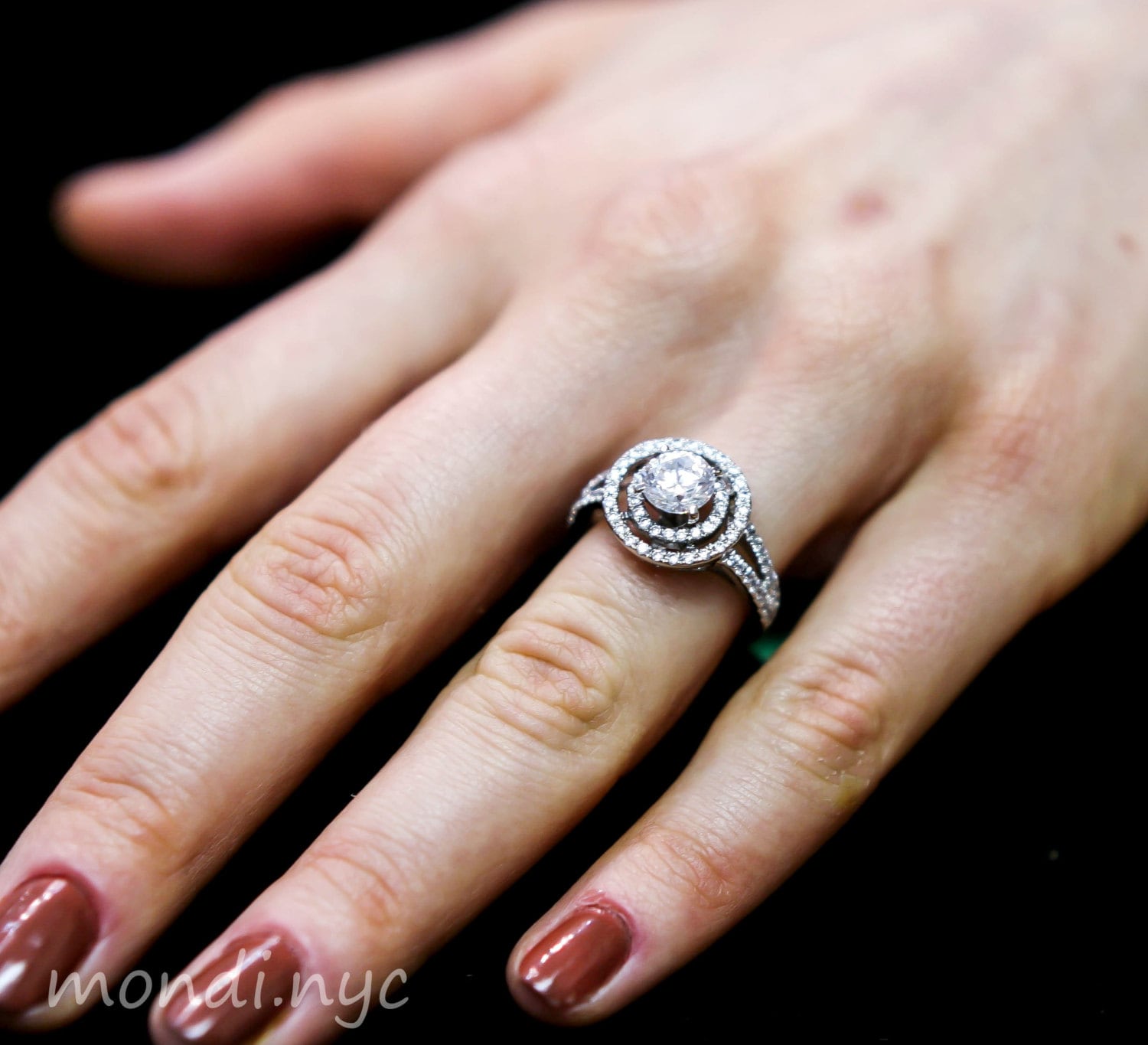 18K Rose Gold 1 Carat Round Diamond Halo Engagement Ring | Barkev's