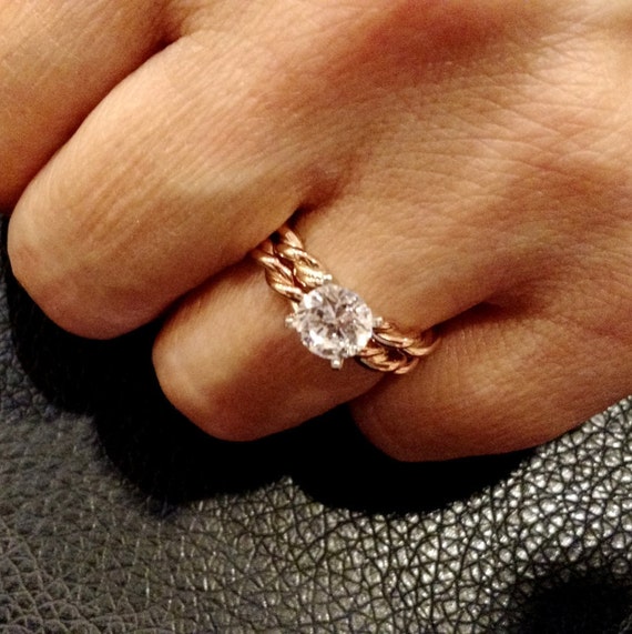 Gold Twisted Rope Diamond Engagement Ring, Moissanite Engagement Ring |  Benati