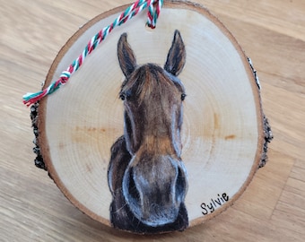 Custom Horse Portrait, Personalized Pet Ornament, Horse Art, Horse Decor, Equestrian Gift, Christmas Ornament, Gift for Horse Lover