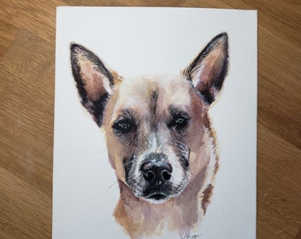 Custom Watercolor Pet Portrait, Custom pet portrait Watercolor dog painting Original painting Memorial art Custom dog portrait Pet loss gift