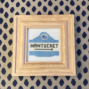 Framed Nantucket Needlepoint Sign