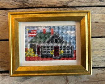 Framed Miniature Nantucket Sconset Post Office Needlepoint