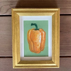 Framed Original Miniature Painting- Yellow Pepper