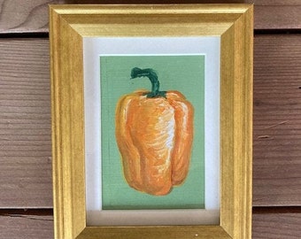 Framed Original Miniature Painting- Yellow Pepper