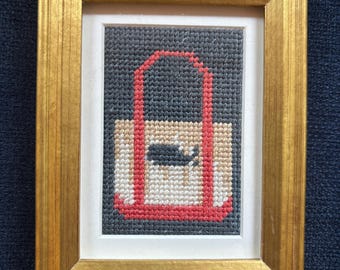 Miniature Nantucket Tote Bag With Whale Needleoint
