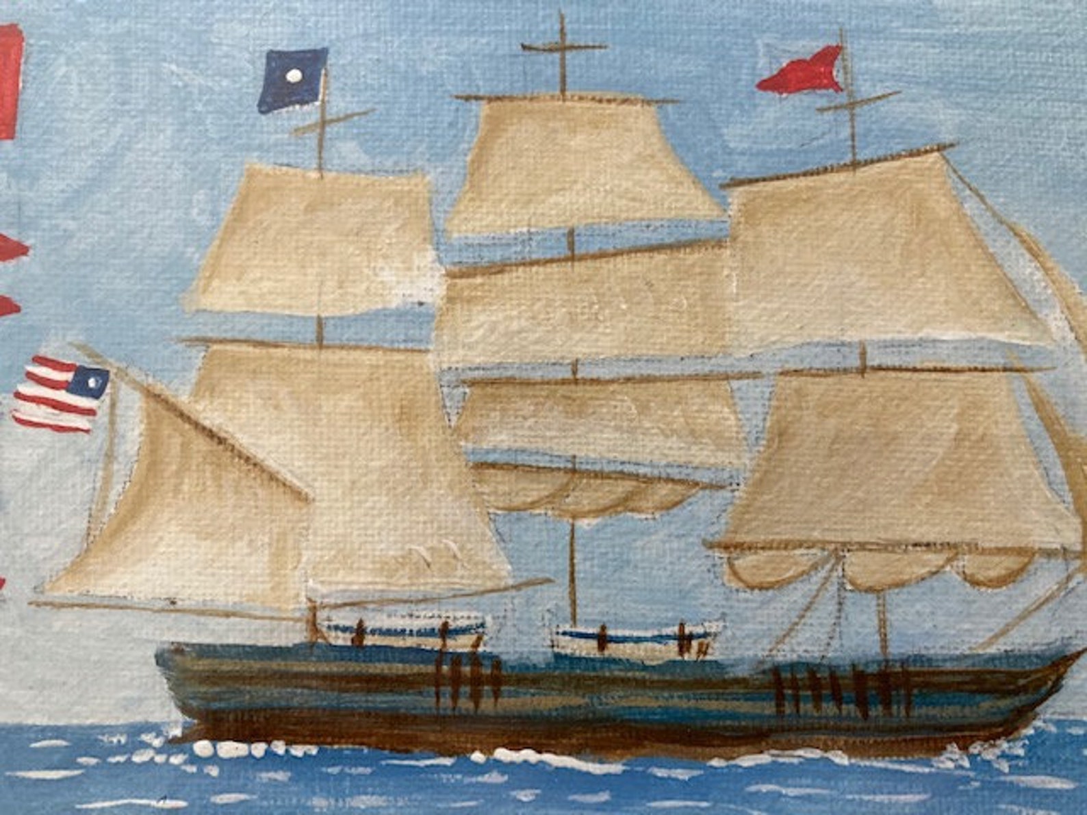 Handpainted Framed Ship and Nautical Flags Etsy UK