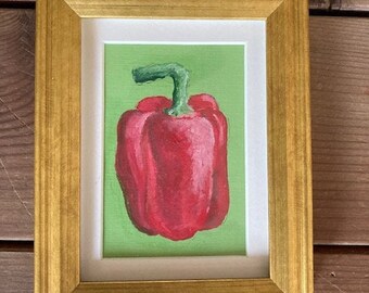 Framed Original Miniature Painting- Red Pepper
