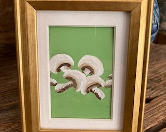 Framed Original Miniature Painting- Mushrooms
