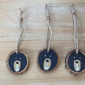 Hand-Painted Wood Ring Bear Mini Ornaments- Set of 3