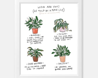 Mental health check in peace lily print