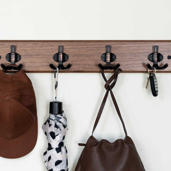Handmade Hook Wall Mounted Coat Rack, Natural Hardwood  Entryway-Mudroom Organizer, Modern Rustic Home Décor, Floating Shelf #12