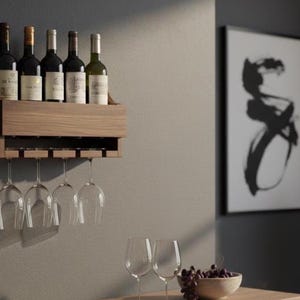 Handmade Hardwood Wine Rack & Stemware Holder from Black American Walnut #14 image 3