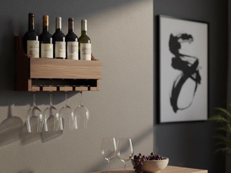 Handmade Hardwood Wine Rack & Stemware Holder from Black American Walnut #14 image 3