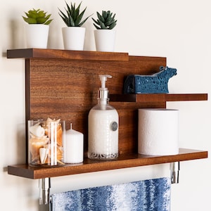 Bathroom Shelf with Industrial Farmhouse Towel Bar – KBNDecor