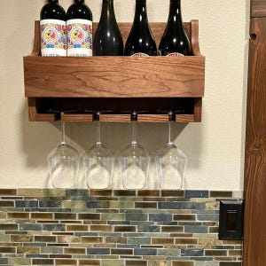 Handmade Hardwood Wine Rack & Stemware Holder from Black American Walnut #14 image 4