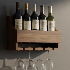 Handmade Hardwood Wine Rack & Stemware Holder from Black American Walnut #14 image 5