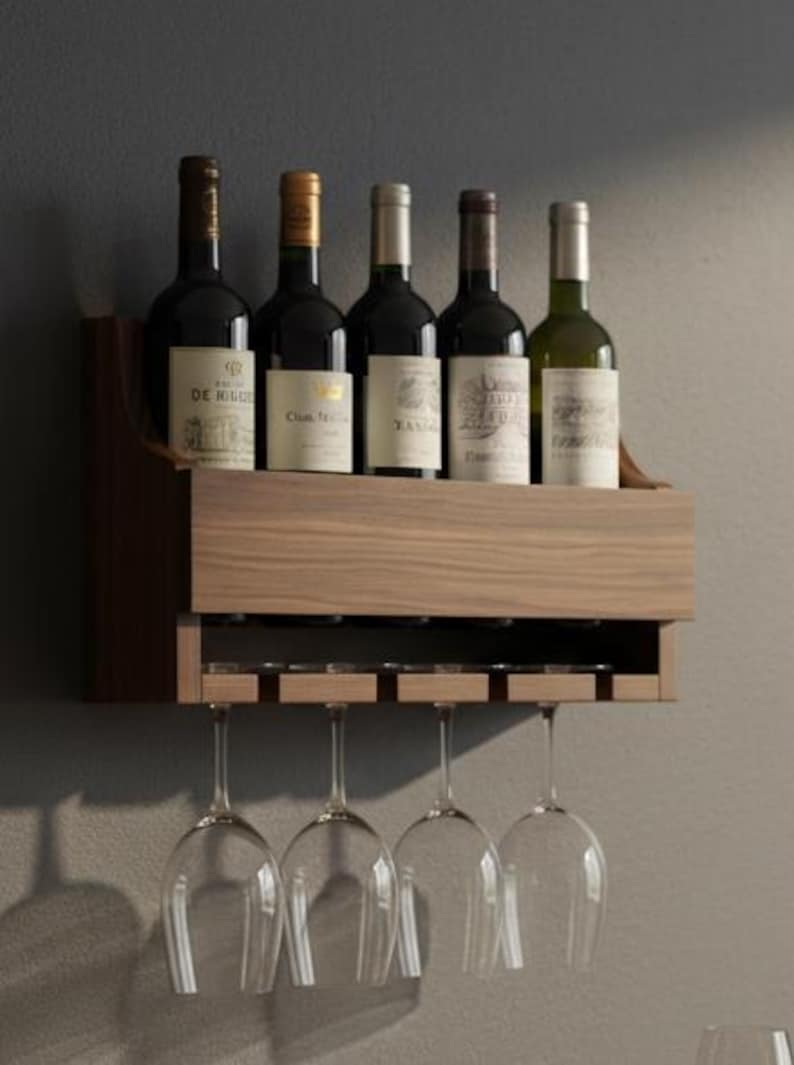 Handmade Hardwood Wine Rack & Stemware Holder from Black American Walnut #14 image 5