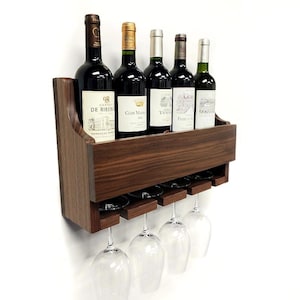 Handmade Hardwood Wine Rack & Stemware Holder from Black American Walnut #14 image 1