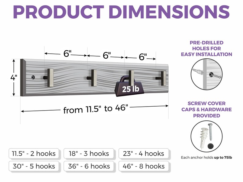 Handmade Hardwood Wall Mounted Coat Rack: Modern Rustic Organizer#12 - Etsy