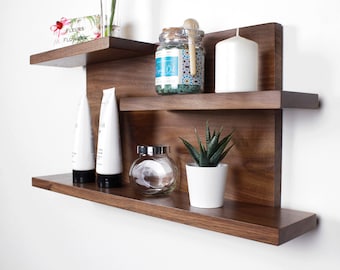 Bathroom, Kitchen Hardwood  Floating Shelf, Modern Rustic Handmade Wall Organizer #07