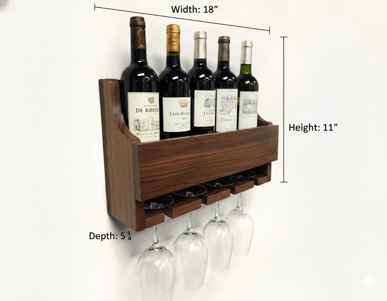 Handmade Hardwood Wine Rack & Stemware Holder from Black American Walnut #14 image 2