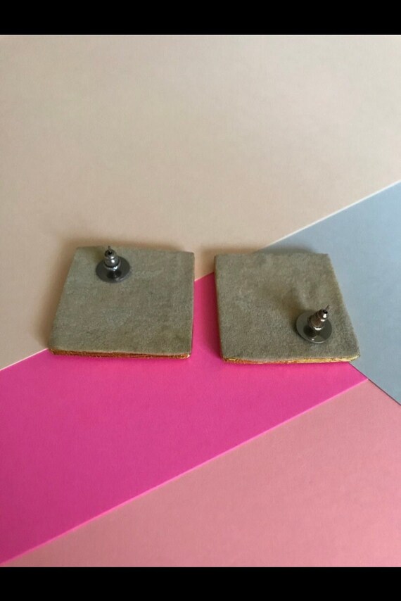 Vintage Square Yarn Thread Statement Earrings Bol… - image 4