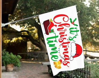 Bandiera di Natale Decorazione per la casa È tempo di Natale Decorazione murale per le feste Decorazione per la casa Bandiera di Natale con scritta Decorazione natalizia per esterni