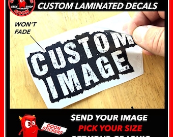 Decalcomanie laminate personalizzate, adesivi in vinile, grafica per vetrine di negozi, decalcomanie UV che non sbiadiscono, adesivi per finestrini di camion, regalo per adesivi personalizzati.
