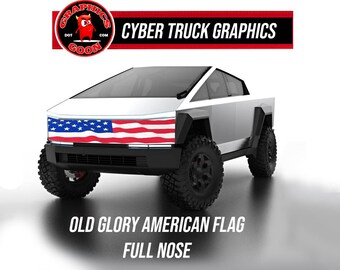 Grafica frontale con bandiera americana per Tesla Cyber Truck.