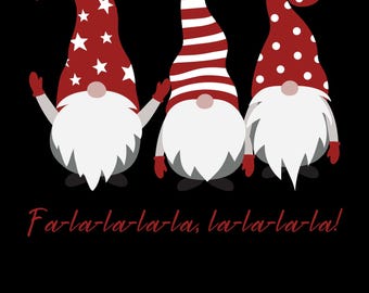 Nani "Fa La La La La" PNG digitale - Clipart natalizia, design di nani di Babbo Natale, download istantaneo