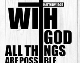Ispira la tua fede con il nostro design digitale "Con Dio tutto è possibile"!