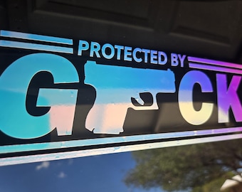 PROTETTO da Gun Holographic Decal 2A Adesivo Adesivo Militare per Pistola Adesivo Regalo per Possessore di Pistola Adesivo USA Olografico Vinile Regalo per Pistola