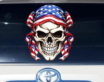 PIRATA USA TESCHIO Bad Ass Grafica Patriottica Adesivo Veicolo Usa Camion Bandiera Auto Decorazione Militare Adesivo Auto Giorno della Memoria Premium Vinile Americano