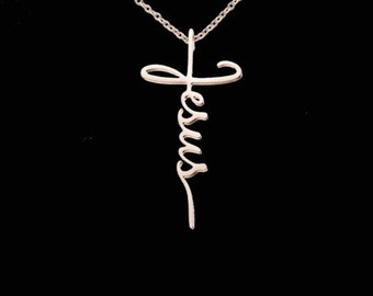 Collana GESÙ regalo cristiano per Natale collana in argento croce collana unica e bellissima regalo di compleanno cristiano croce