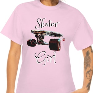 Skater Girl Shirt, Skateboard Girl Shirt, Skate Board Shirt, Longboard Skateboard Shirt, Vintage Retro Skateboard Shirt,  Heavy Cotton Tee