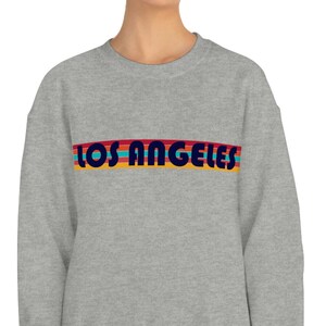 Los Angeles Retro Rainbow Sweatshirt, Los Angeles Graphic Sweatshirt, LA Sweatshirt, Best LA Sweatshirt, Heavy Blend Crewneck Sweatshirt