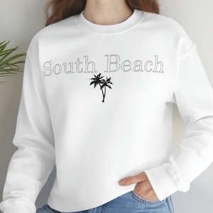 South Beach Miami Florida Sweatshirt, Florida Beach Sweatshirt, Florida Palm Tree Sweatshirt, Unisex Heavy Blend Crewneck Sweatshirt