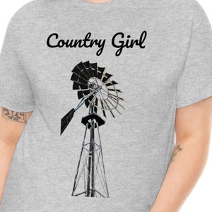 Country Girl Windmill Shirt, Vintage Style Farm Shirt, Farm Shirt, Cowgirl Tshirt, Girl shirt, country girl shirt Shirt Country girl Tee