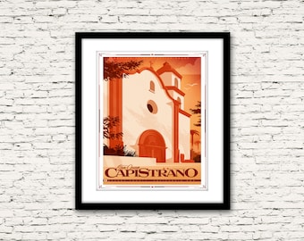 San Juan Capistrano Mission Orange County, California Coastline Print or Canvas