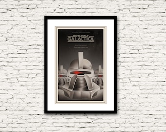 The Battlestar Galactica Poster 70's and 80's Sci Fi Collection Print or Canvas