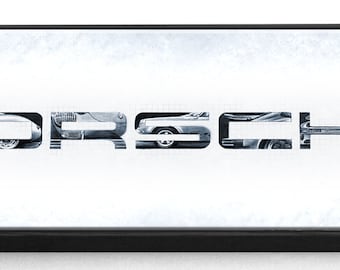 Porsche Blue Print Framed Limited Edition Canvas Print 16x48
