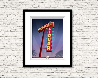 Long Beach Cocktail Series Loma Liquor Print ou Toile