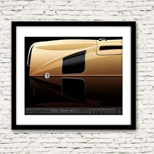 May include: A gold Chevrolet Corvette Stingray sports car with black accents. The car is a 1963 model with a 327 cu. in. engine and a front engine, rear wheel drive. The car is a classic American muscle car.