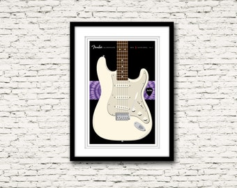 Guitars Signature Series Poster 6 Fender Stratocaster Jimi Hendrix Print or Canvas