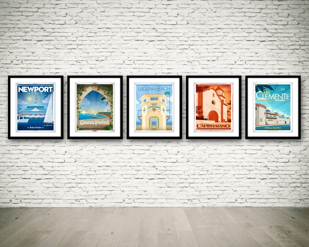 Orange County Coastline Poster Series 16x20 Set of All 5 Posters - Etsy